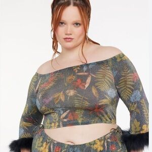 NWT Savage X Fenty Trophy Wife Crop Sleep Top Floral Print Sz 18-20